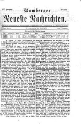 Bamberger neueste Nachrichten Mittwoch 19. April 1876