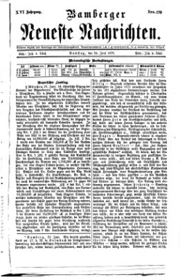 Bamberger neueste Nachrichten Samstag 24. Juni 1876