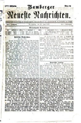 Bamberger neueste Nachrichten Dienstag 27. Juni 1876