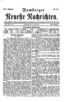 Bamberger neueste Nachrichten Dienstag 11. Juli 1876