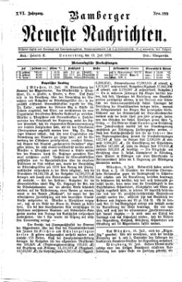 Bamberger neueste Nachrichten Donnerstag 13. Juli 1876