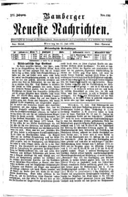 Bamberger neueste Nachrichten Montag 17. Juli 1876