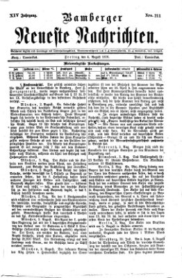 Bamberger neueste Nachrichten Freitag 4. August 1876