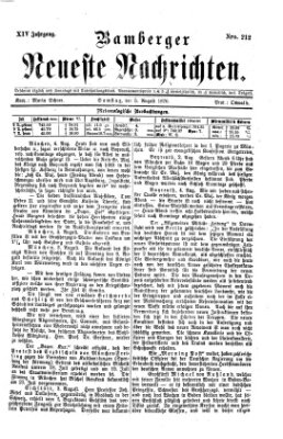 Bamberger neueste Nachrichten Samstag 5. August 1876