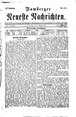 Bamberger neueste Nachrichten Dienstag 8. August 1876