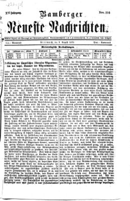 Bamberger neueste Nachrichten Mittwoch 9. August 1876