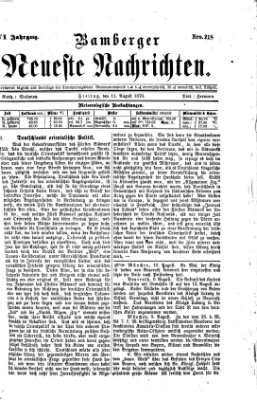 Bamberger neueste Nachrichten Freitag 11. August 1876