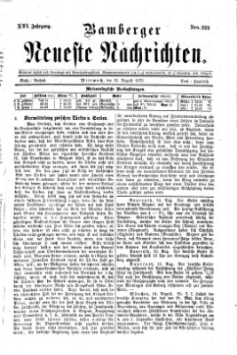 Bamberger neueste Nachrichten Mittwoch 16. August 1876