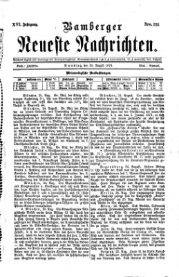 Bamberger neueste Nachrichten Samstag 26. August 1876