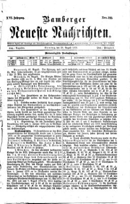 Bamberger neueste Nachrichten Montag 28. August 1876