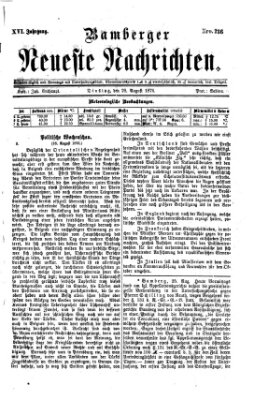 Bamberger neueste Nachrichten Dienstag 29. August 1876