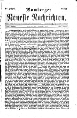 Bamberger neueste Nachrichten Freitag 1. September 1876