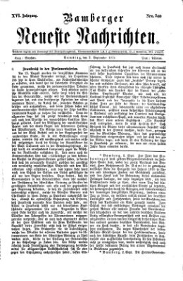 Bamberger neueste Nachrichten Samstag 2. September 1876