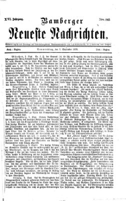 Bamberger neueste Nachrichten Donnerstag 7. September 1876