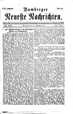 Bamberger neueste Nachrichten Mittwoch 13. September 1876