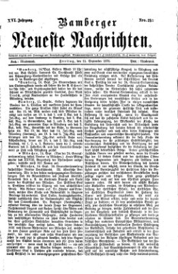 Bamberger neueste Nachrichten Freitag 15. September 1876