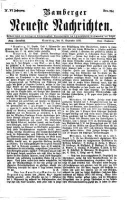 Bamberger neueste Nachrichten Samstag 16. September 1876