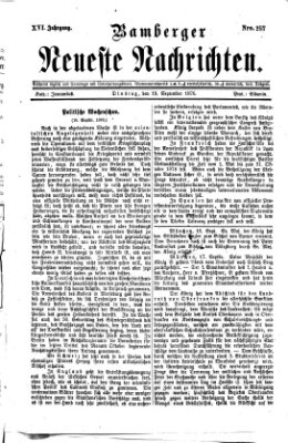 Bamberger neueste Nachrichten Dienstag 19. September 1876