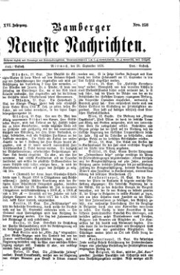 Bamberger neueste Nachrichten Mittwoch 20. September 1876