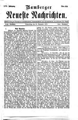 Bamberger neueste Nachrichten Donnerstag 21. September 1876