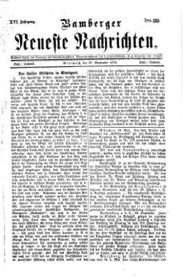 Bamberger neueste Nachrichten Mittwoch 27. September 1876