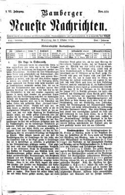 Bamberger neueste Nachrichten Montag 2. Oktober 1876