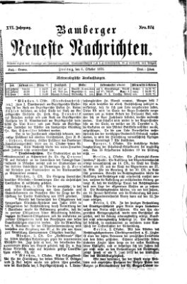 Bamberger neueste Nachrichten Freitag 6. Oktober 1876