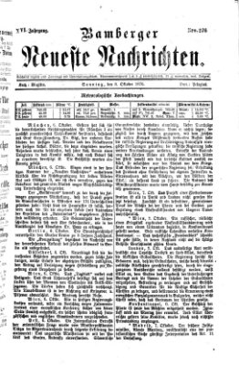 Bamberger neueste Nachrichten Sonntag 8. Oktober 1876