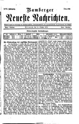 Bamberger neueste Nachrichten Mittwoch 11. Oktober 1876