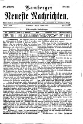 Bamberger neueste Nachrichten Mittwoch 18. Oktober 1876