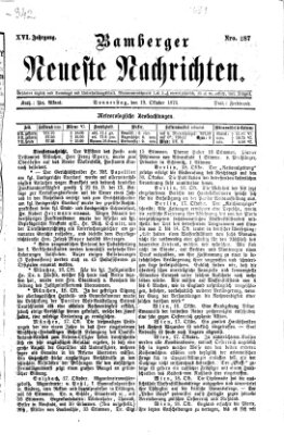 Bamberger neueste Nachrichten Donnerstag 19. Oktober 1876