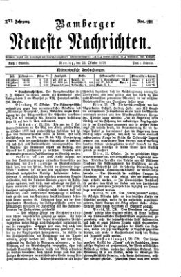 Bamberger neueste Nachrichten Montag 23. Oktober 1876