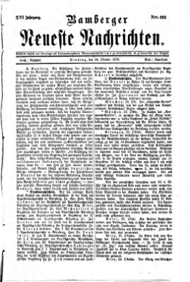 Bamberger neueste Nachrichten Dienstag 24. Oktober 1876