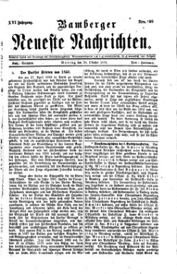 Bamberger neueste Nachrichten Montag 30. Oktober 1876