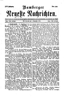 Bamberger neueste Nachrichten Mittwoch 1. November 1876