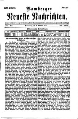 Bamberger neueste Nachrichten Samstag 4. November 1876