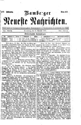 Bamberger neueste Nachrichten Dienstag 14. November 1876