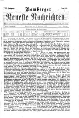 Bamberger neueste Nachrichten Sonntag 19. November 1876