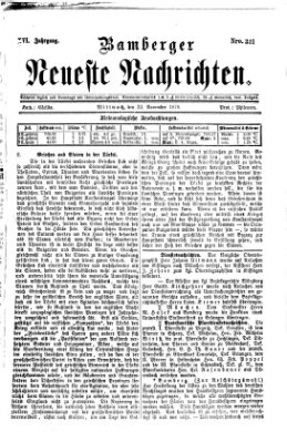 Bamberger neueste Nachrichten Mittwoch 22. November 1876