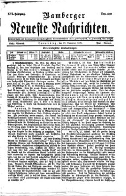 Bamberger neueste Nachrichten Donnerstag 23. November 1876