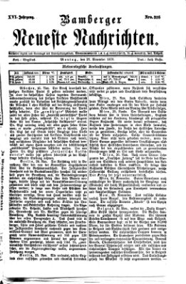 Bamberger neueste Nachrichten Montag 27. November 1876