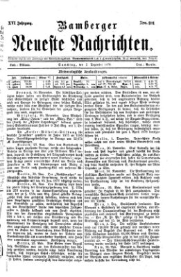 Bamberger neueste Nachrichten Samstag 2. Dezember 1876