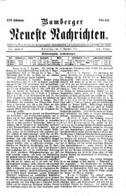 Bamberger neueste Nachrichten Sonntag 3. Dezember 1876