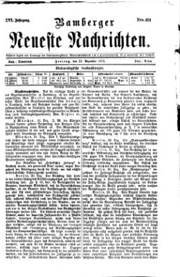 Bamberger neueste Nachrichten Freitag 22. Dezember 1876