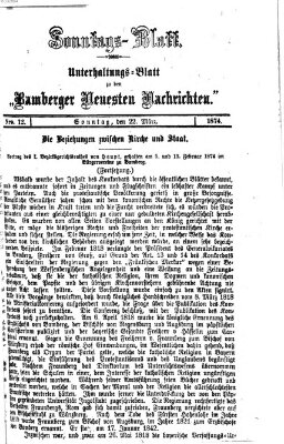 Bamberger neueste Nachrichten. Sonntagsblatt : Unterhaltungs-Beilage zu den "Bamberger neueste Nachrichten" (Bamberger neueste Nachrichten) Sonntag 22. März 1874