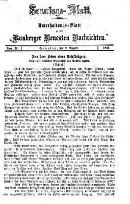 Bamberger neueste Nachrichten. Sonntagsblatt : Unterhaltungs-Beilage zu den "Bamberger neueste Nachrichten" (Bamberger neueste Nachrichten) Sonntag 2. August 1874