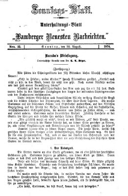 Bamberger neueste Nachrichten. Sonntagsblatt : Unterhaltungs-Beilage zu den "Bamberger neueste Nachrichten" (Bamberger neueste Nachrichten) Sonntag 30. August 1874