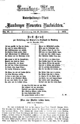 Bamberger neueste Nachrichten. Sonntagsblatt : Unterhaltungs-Beilage zu den "Bamberger neueste Nachrichten" (Bamberger neueste Nachrichten) Sonntag 29. November 1874