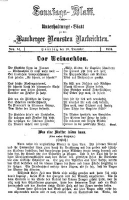 Bamberger neueste Nachrichten. Sonntagsblatt : Unterhaltungs-Beilage zu den "Bamberger neueste Nachrichten" (Bamberger neueste Nachrichten) Sonntag 20. Dezember 1874