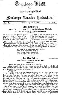 Bamberger neueste Nachrichten. Sonntagsblatt : Unterhaltungs-Beilage zu den "Bamberger neueste Nachrichten" (Bamberger neueste Nachrichten) Sonntag 23. Mai 1875